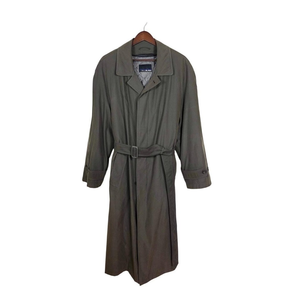 Vintage‎ Bill Blass Trench Green Belted Full Length Quilted Removable Lining